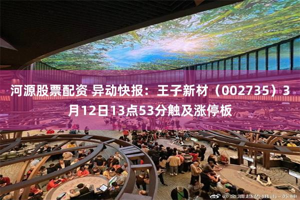 河源股票配资 异动快报：王子新材（002735）3月12日13点53分触及涨停板