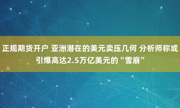 正规期货开户 亚洲潜在的美元卖压几何 分析师称或引爆高达2.5万亿美元的“雪崩”